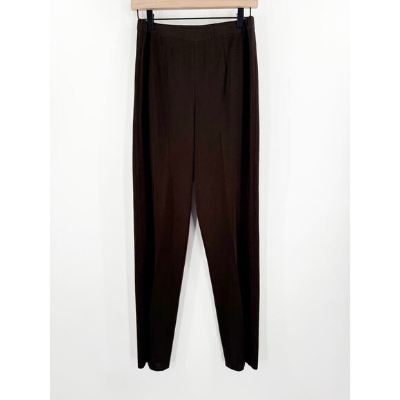 MING WANG Pants Size Extra Small Chocolate Brown Pull On Washable Knit Classic - Picture 1 of 11